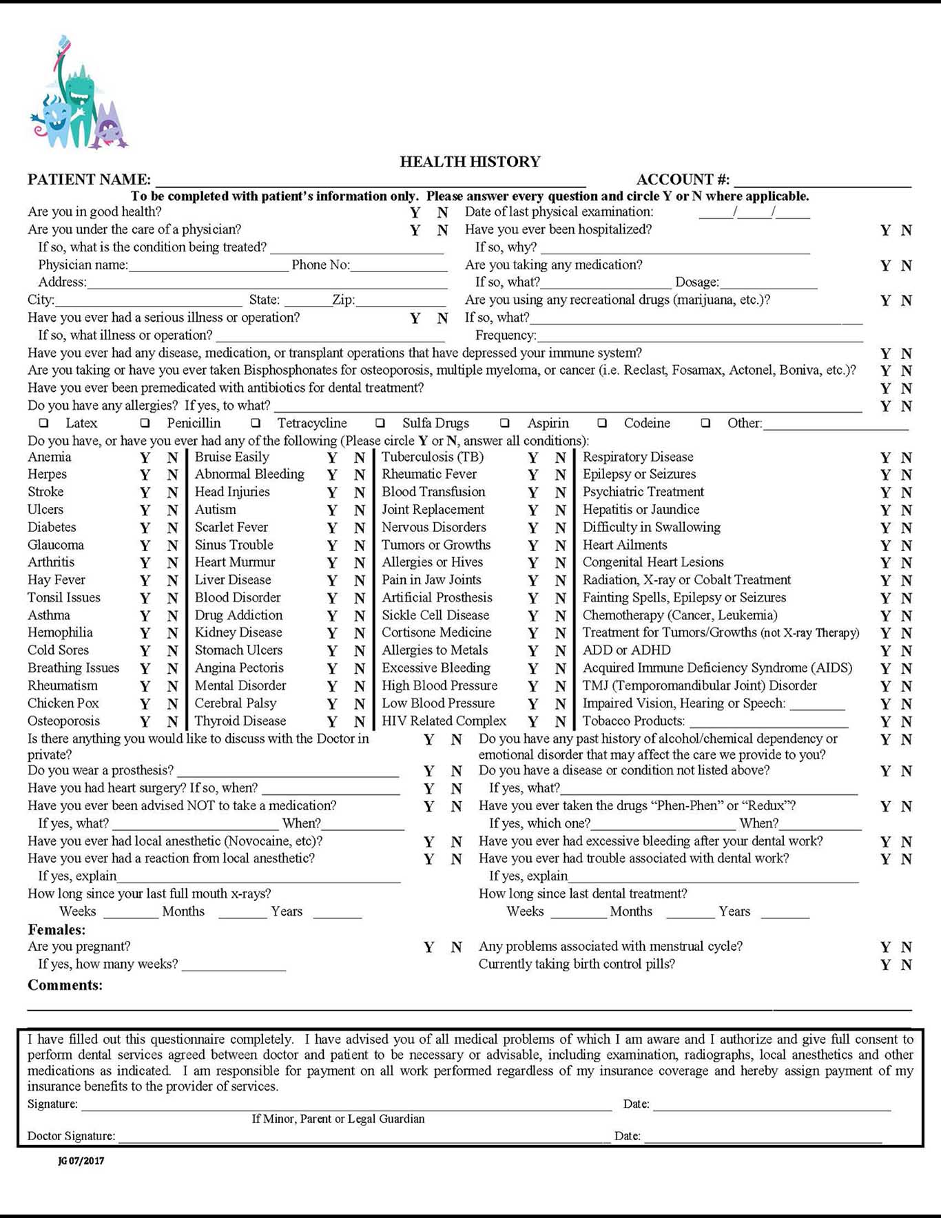 Form Health History Image