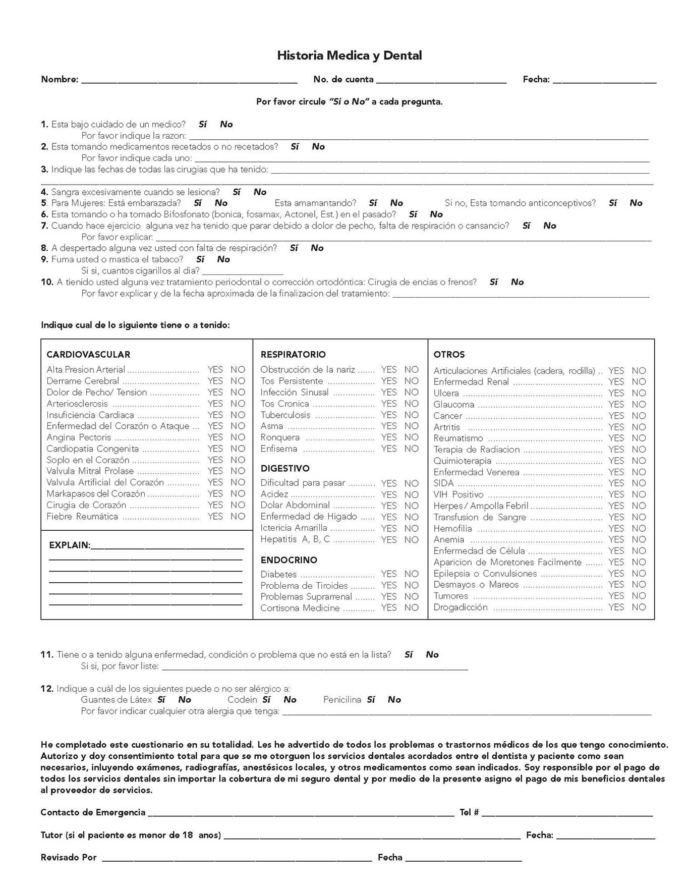 Form Health History Image