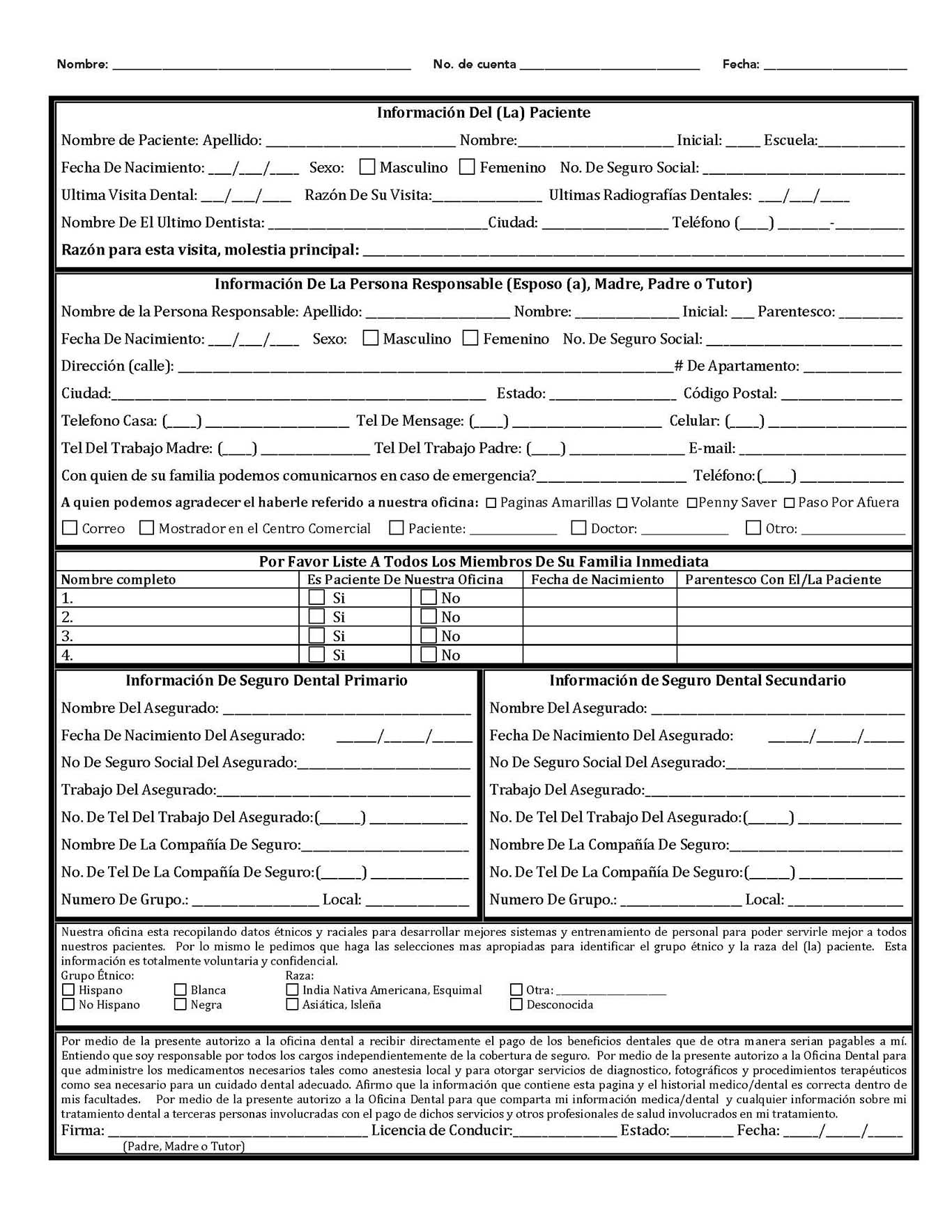 Form Health History Image